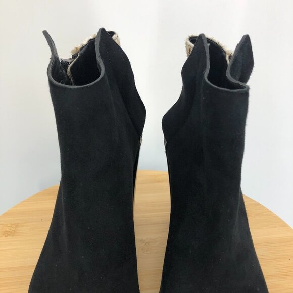 Dolce Vita Black + animal print suede  open toe heeled ankle boots calf hair 6.5 - Picture 11 of 16